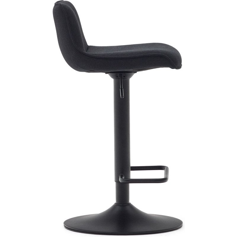 Tabouret Zenda en chenille noir et acier noir mat hauteur  81-102 cm