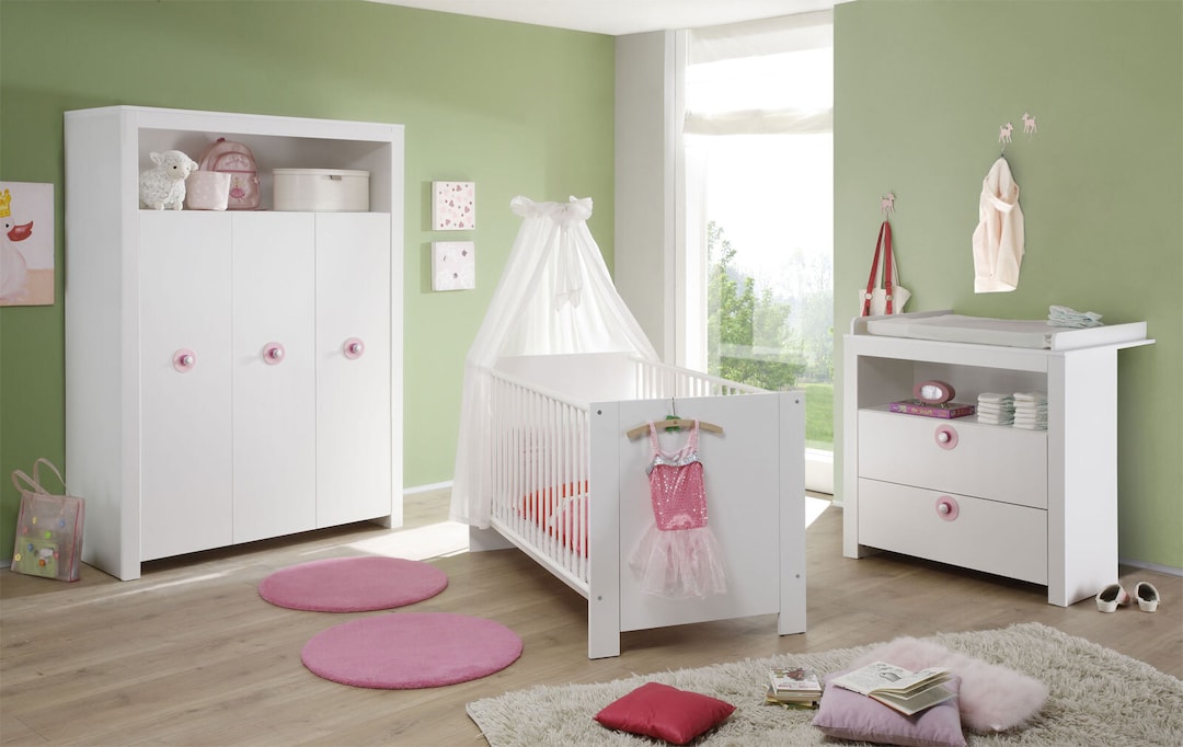 Baby-/Kinderbett Olivia Weiß Liegefläche 70 x 140 cm