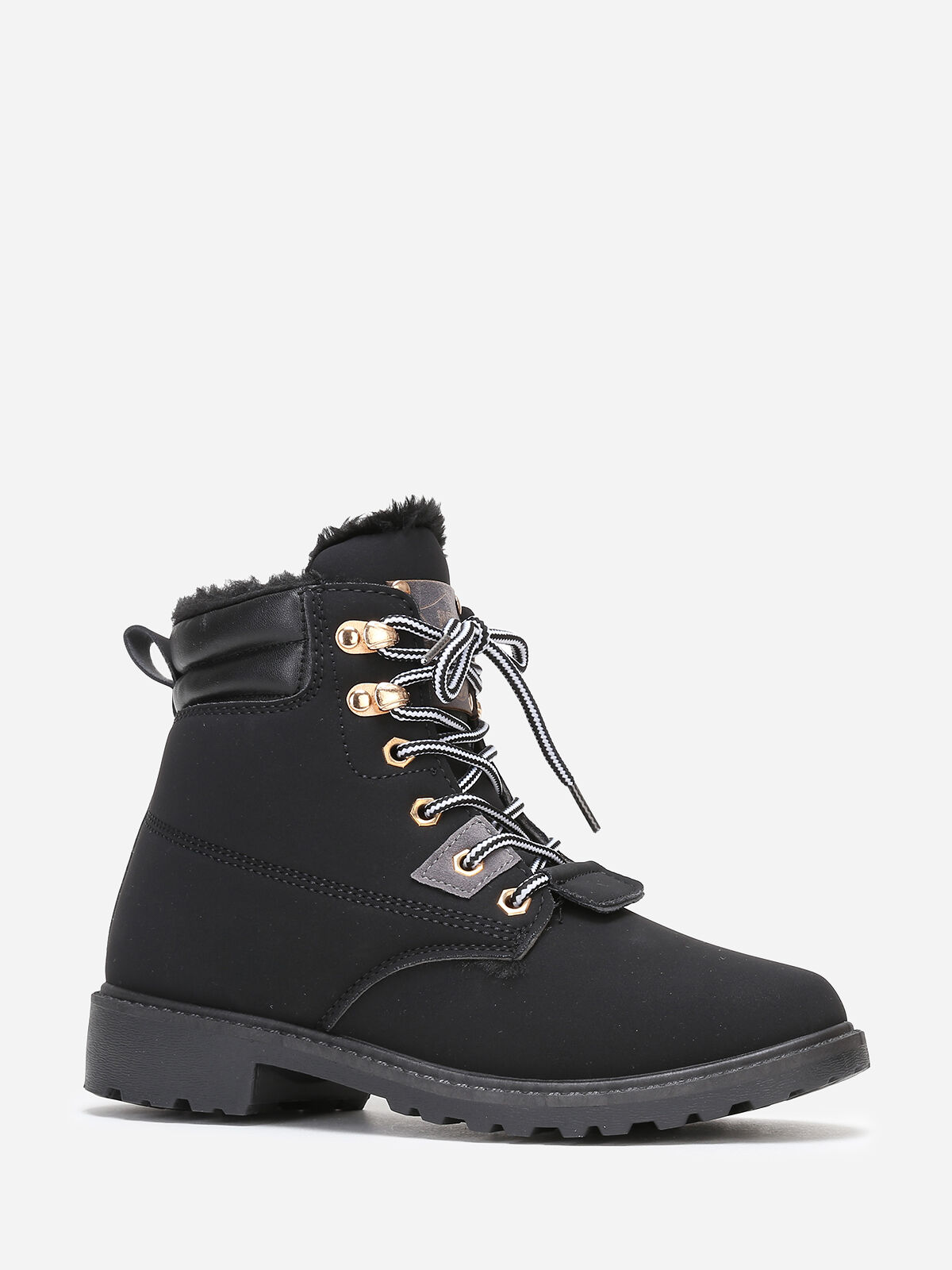 Bottines style rangers fourrées- noir_gris