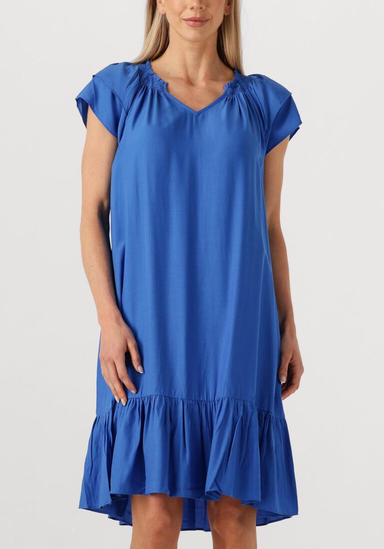 blauwe co'couture mini jurk sunrise cropped dress