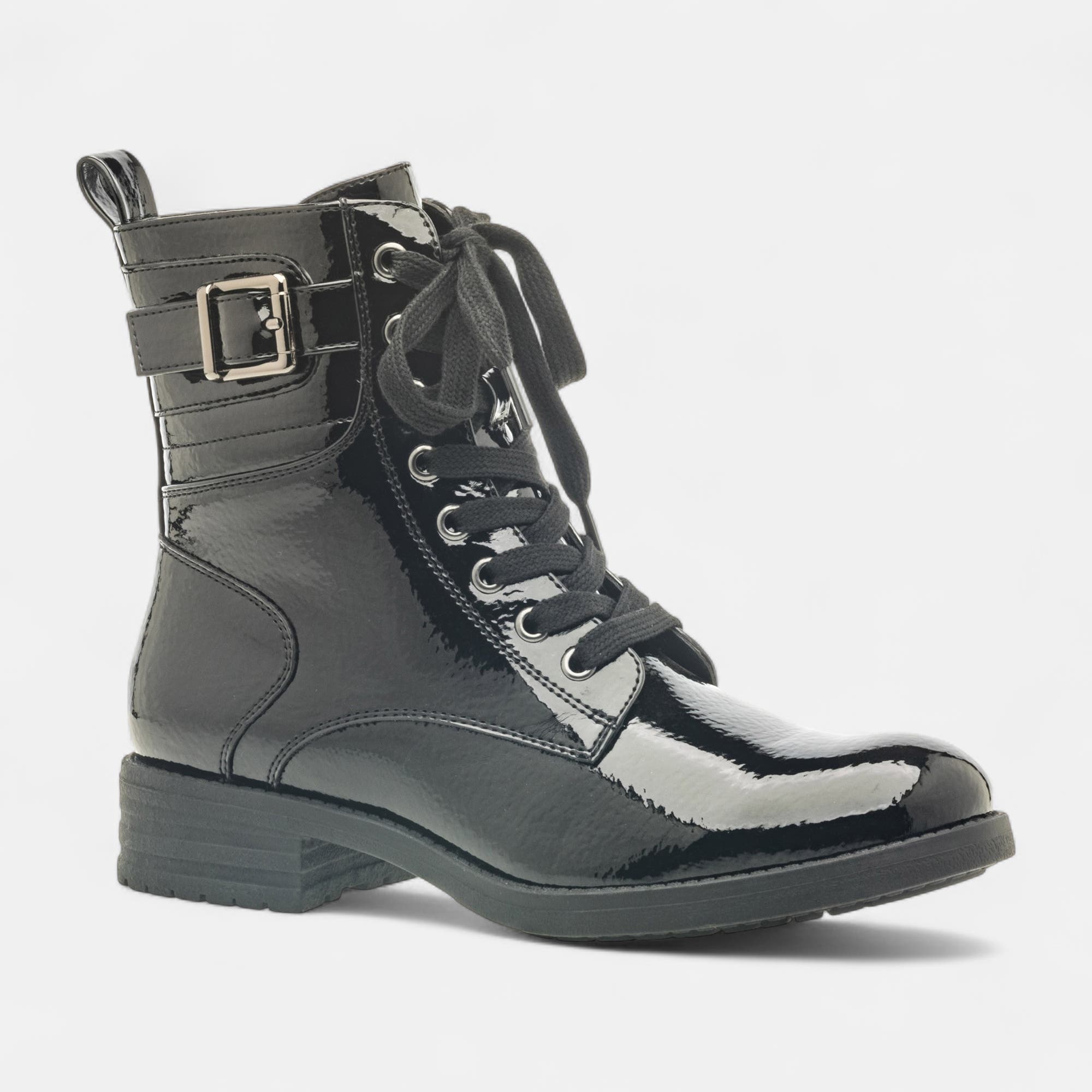 Bottines à lacets Femme noir vernis