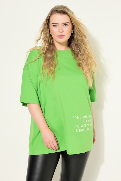 T-Shirt, oversized, Schrift Print, Rundhals, Halbarm