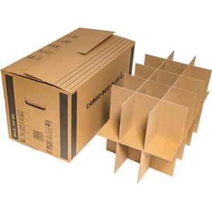 Carton à verres, en carton ondulé, brun