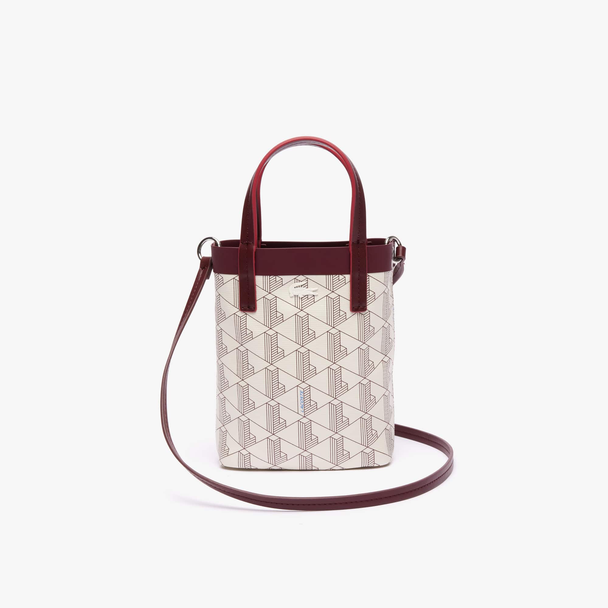 Mini sac cabas avec monogramme en toile enduite Sacs à main & Cabas - Blanc - Lacoste - Femme
