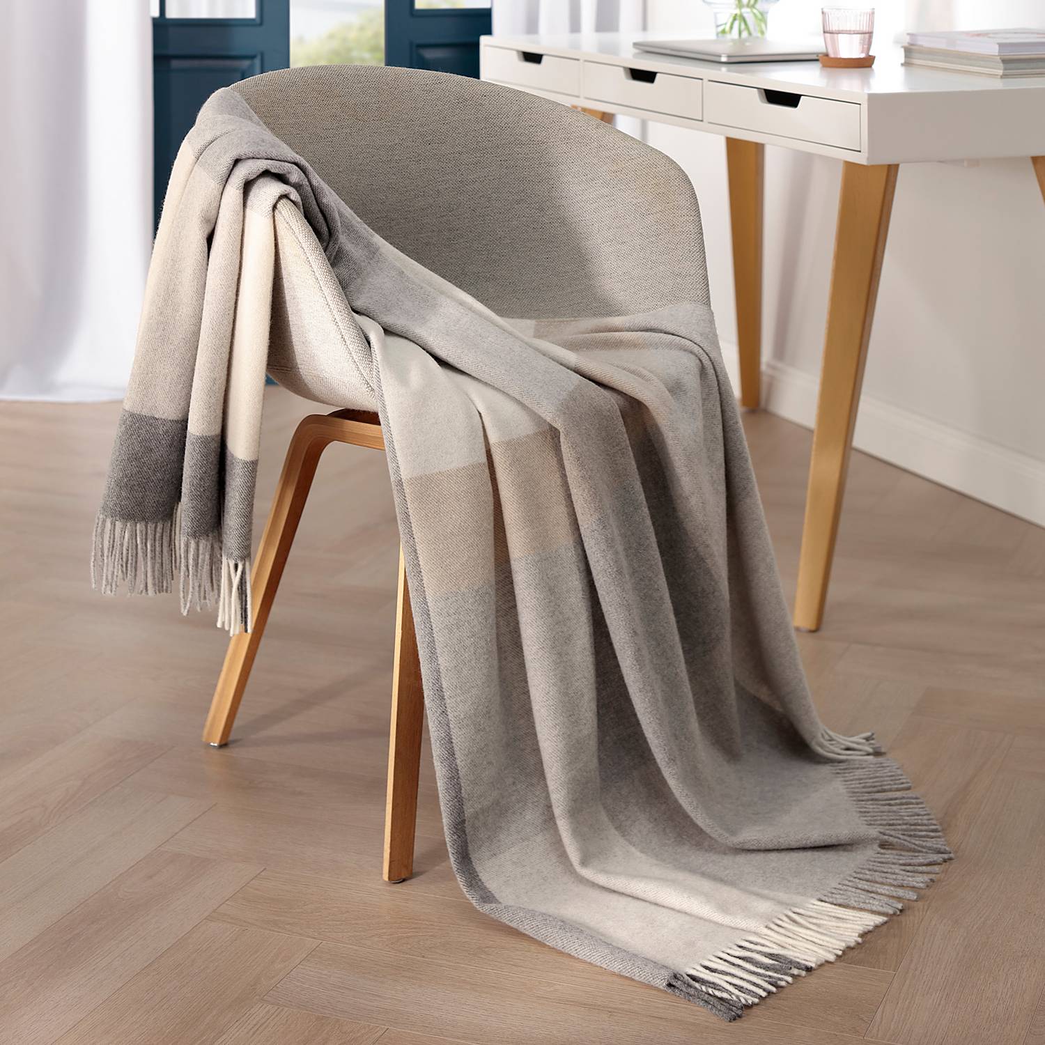 Biederlack Schurwolle/Kaschmir Plaid 