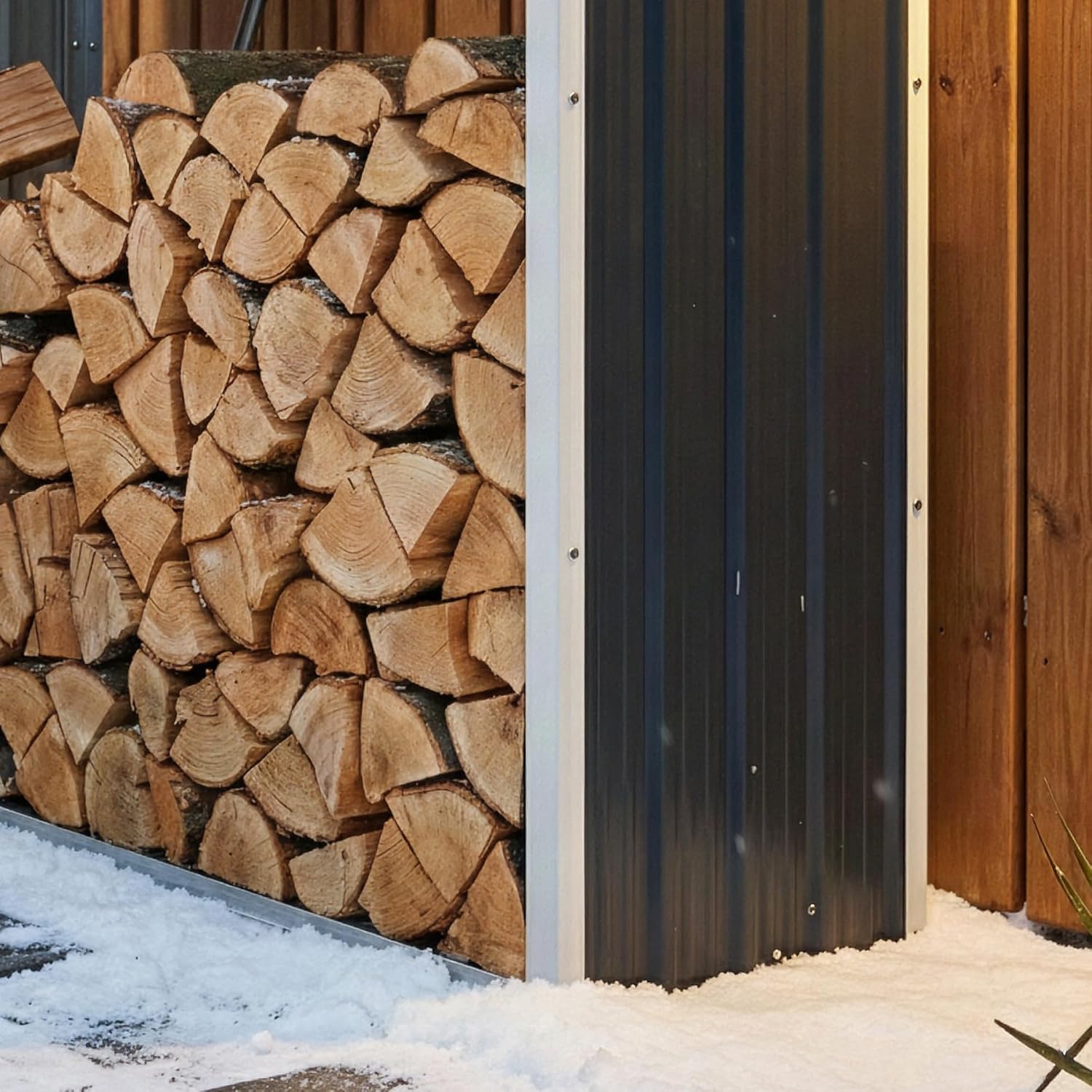 casa.pro Holzregal Kalmar Kaminholzregal Brennholzregal außen 158 x 47 x 152 cm Holzunterstand Holzlager wetterfest Stapelhilfe verzinkter Stahl Anthrazit