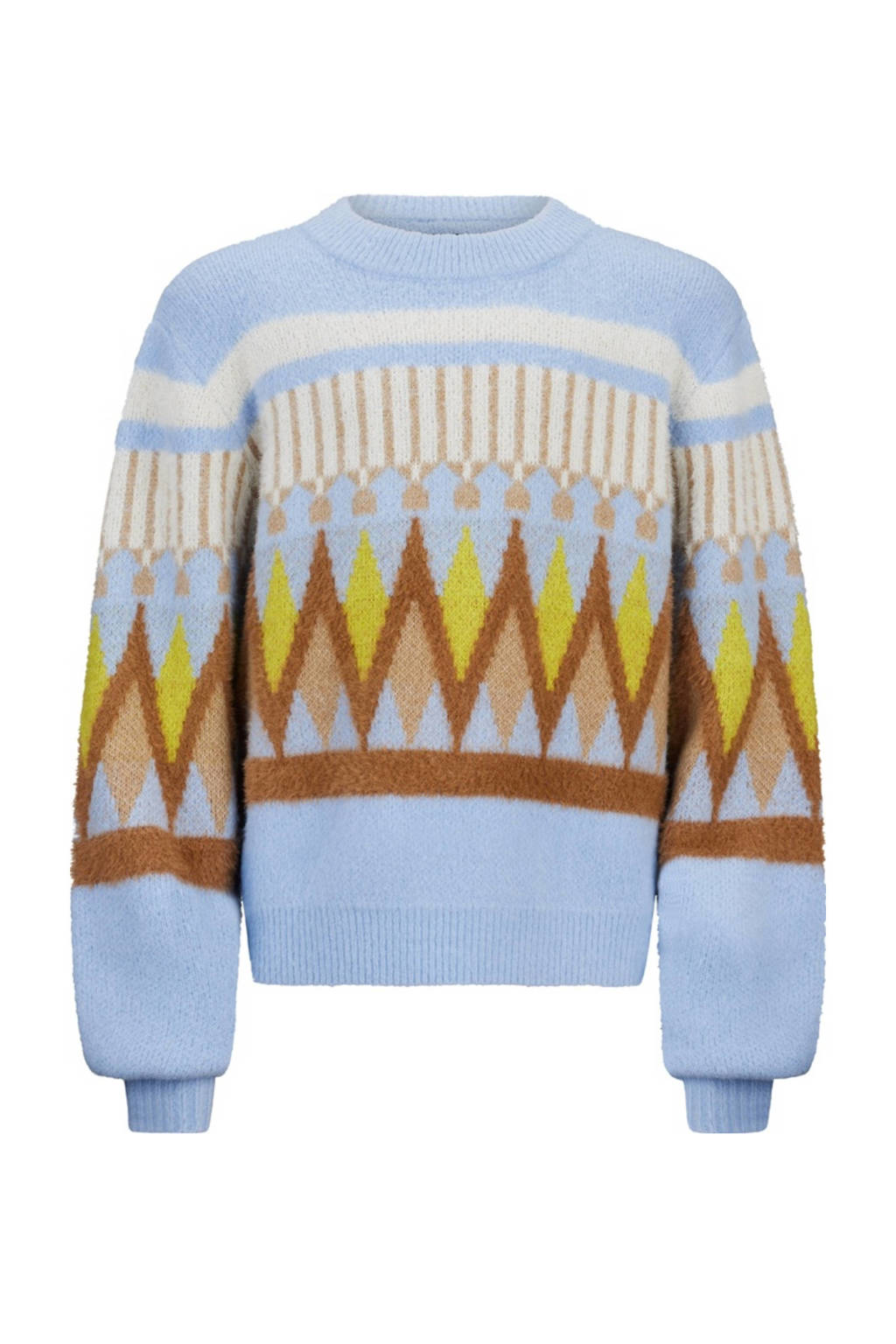Retour Jeans sweater Freya lichtblauw/bruin/geel