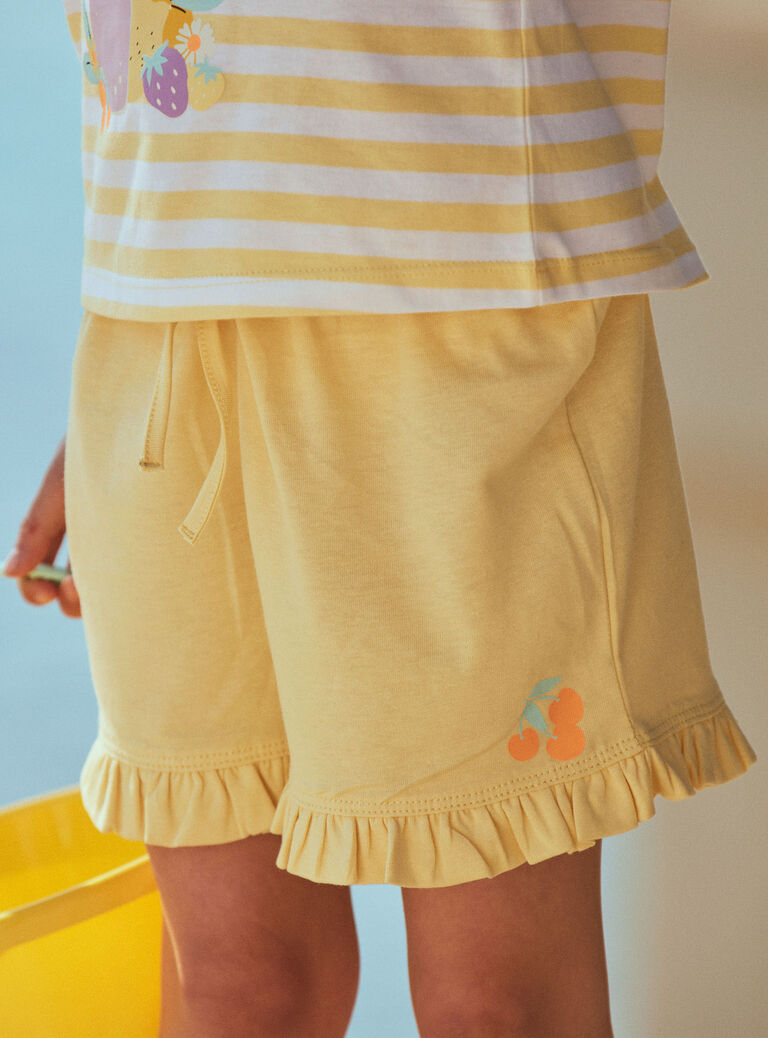 Débardeur et short jaune et blanc en jersey