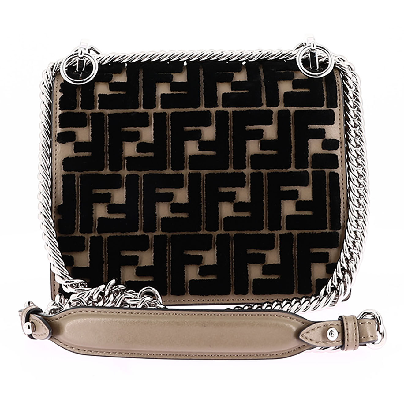 Fendi Sac bandoulière Kan en Cuir Monogramme marron - Neuf avec étiquette - L.20 cm