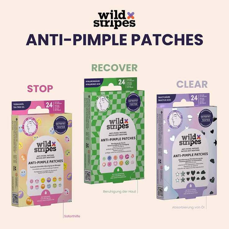 Wild Stripes Anti-Pickel Patches Holo Clear, 24 St
