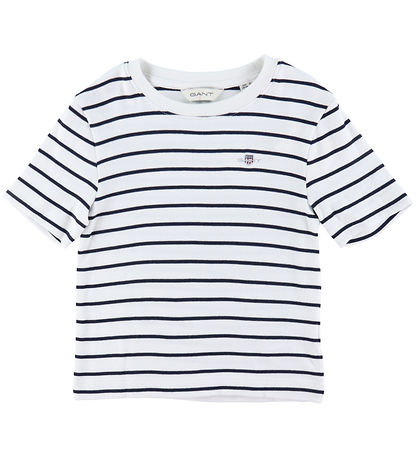 GANT T-Shirt - Striped Shield Slim - Rib - Eierschale