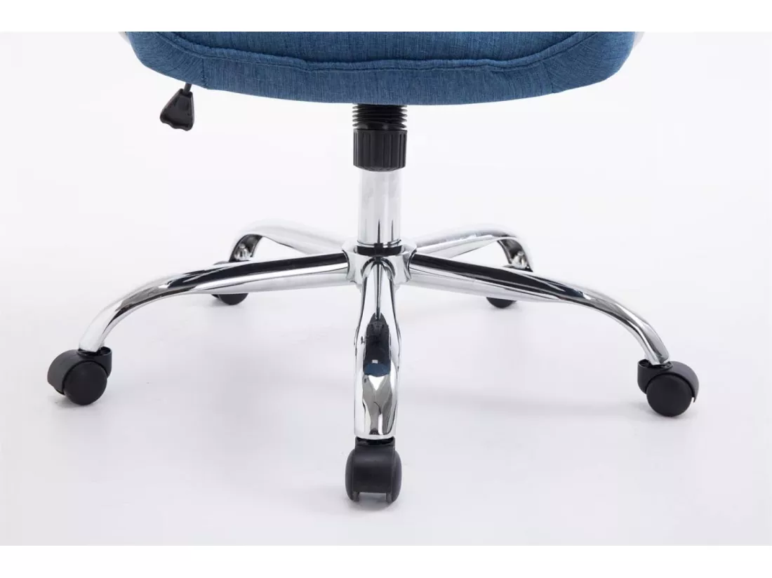 Chaise de bureau - Tissu & Métal chromé - Bleu - Rako