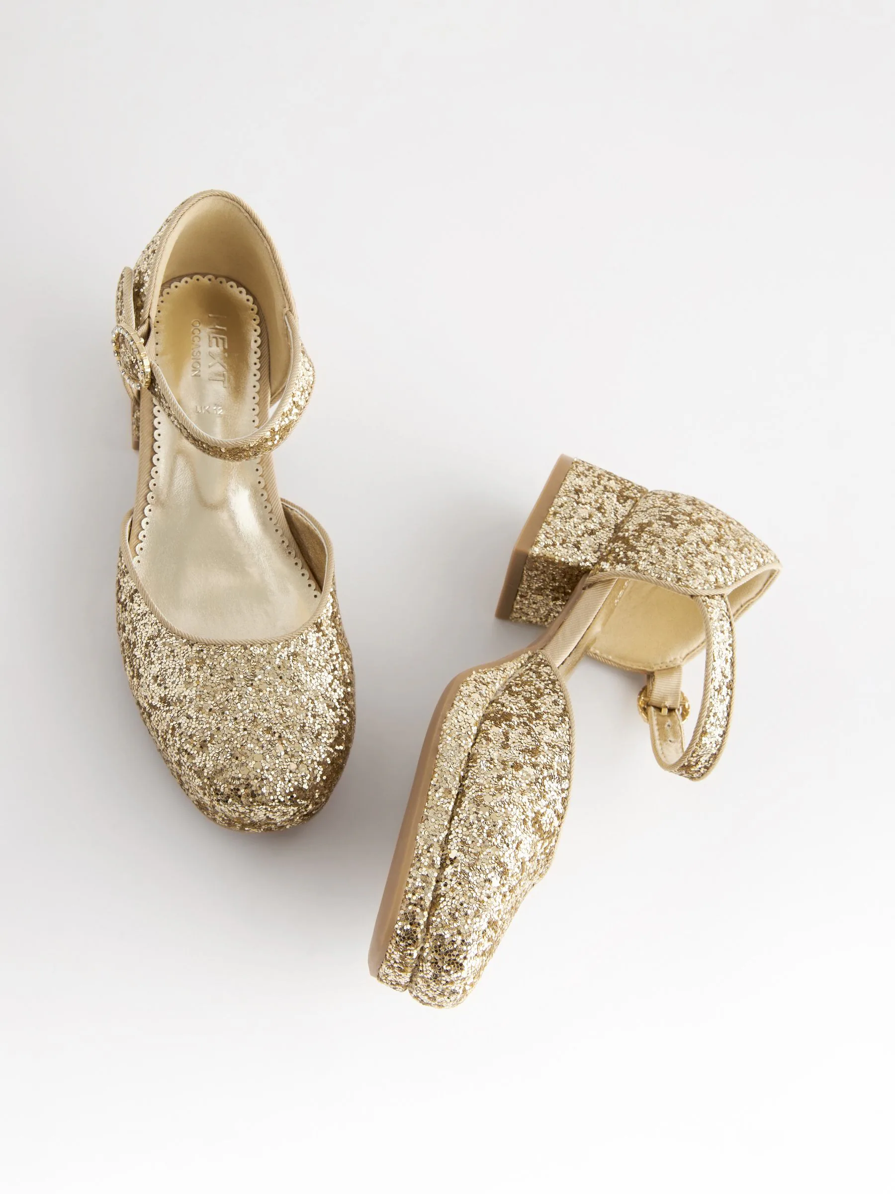 Goud glitter - Gelegenheidsschoenen met plateauzool en hak