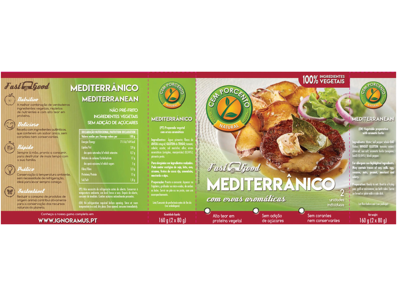 HAMBURGUER CEM PORCENTO MEDITERRÂNICO 150G
