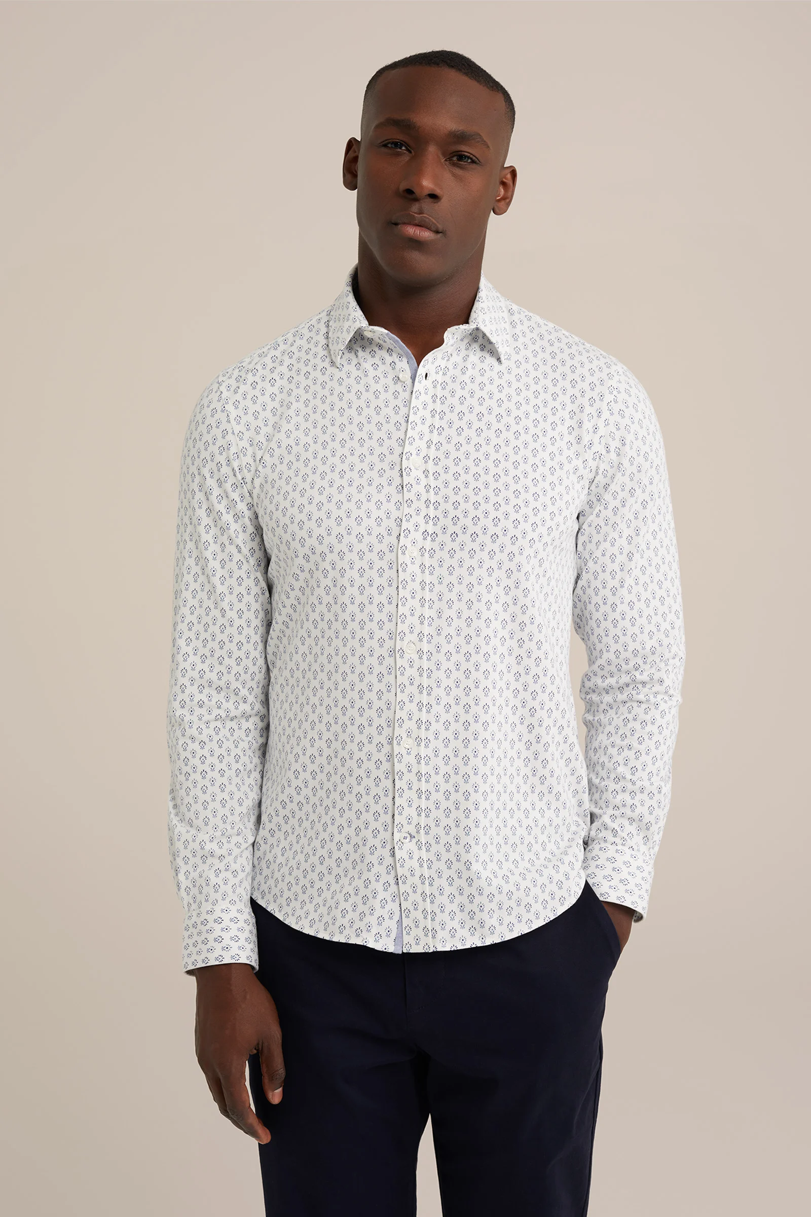 jersey overhemd met feestlijke print WE Fashion Wit