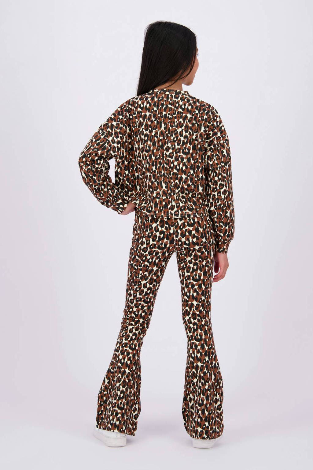 Raizzed sweater Hanna met panterprint bruin/beige