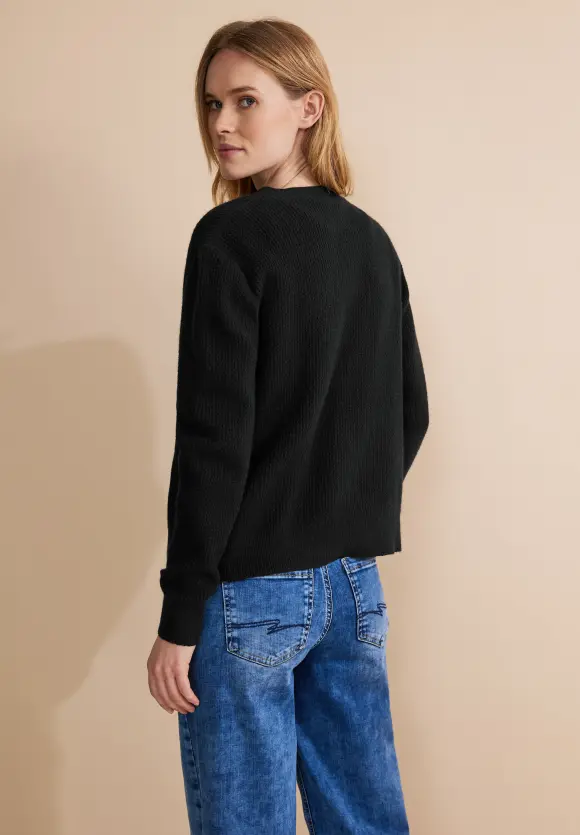V-Ausschnitt Cardigan - Black