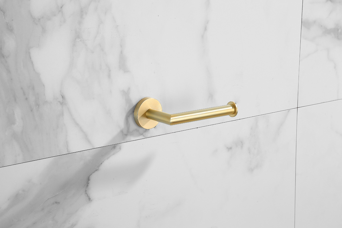 Saniclear Brass geborsteld messing / goud toilet accessoire set incl toiletborstel, rolhouder en haak