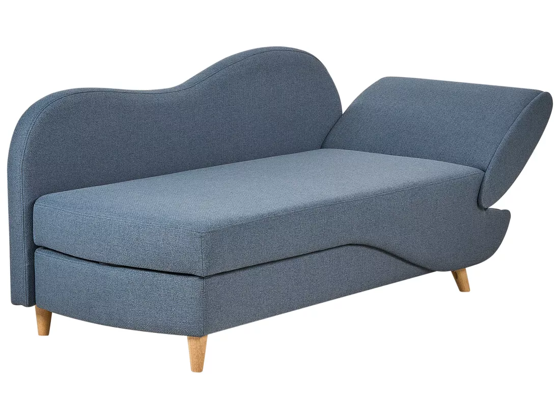 Chaise longue côté droit en tissu bleu MERI II