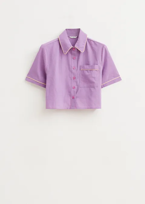 Gestreepte blouse met korte mouwen roze (ROS)