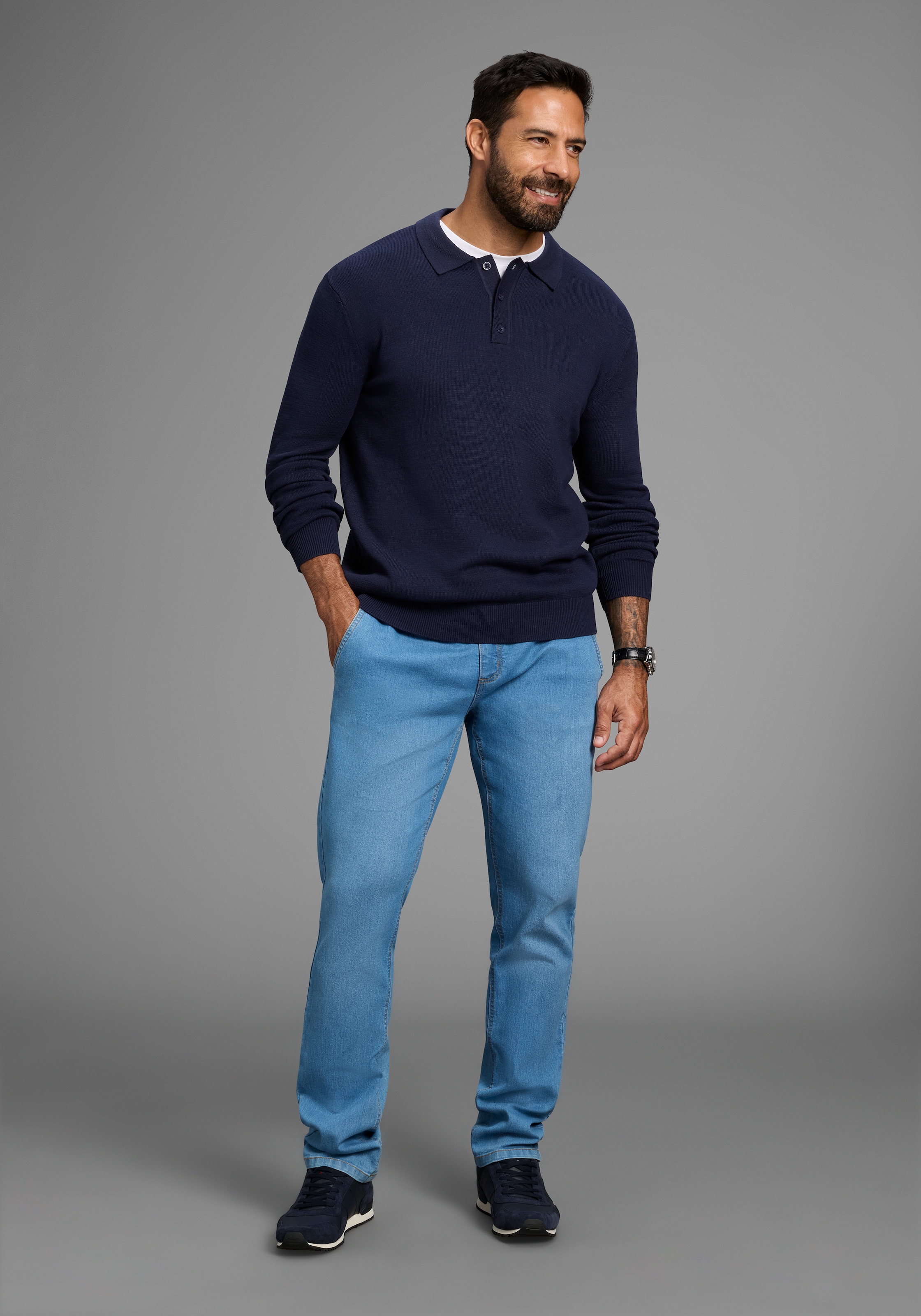 Man's World Polokragenpullover »Neue Kollektion !« Feinstrick, ideal für die Übergangszeit, Basic Style