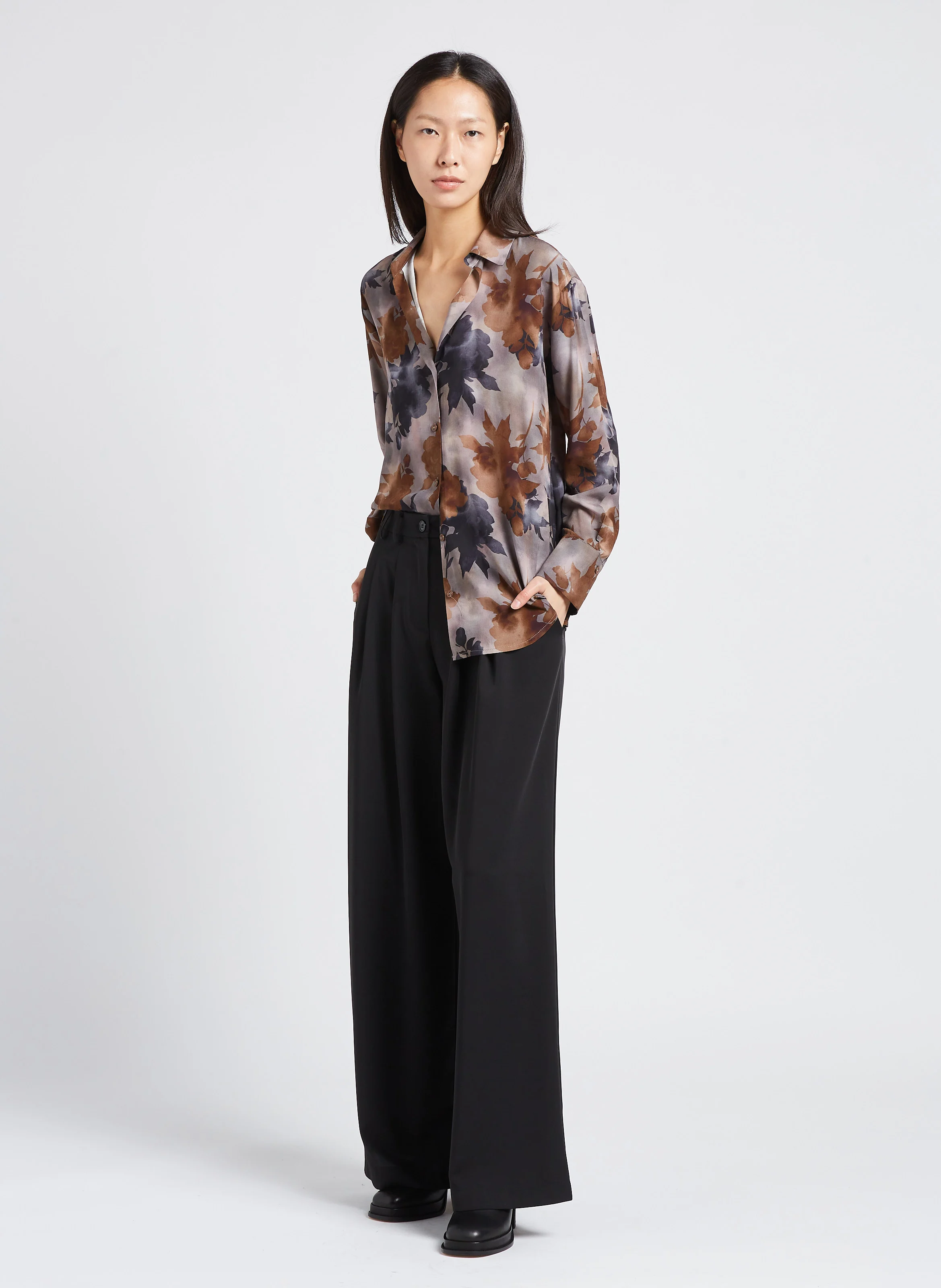 Pantalon large palazzo fluide | Noir
