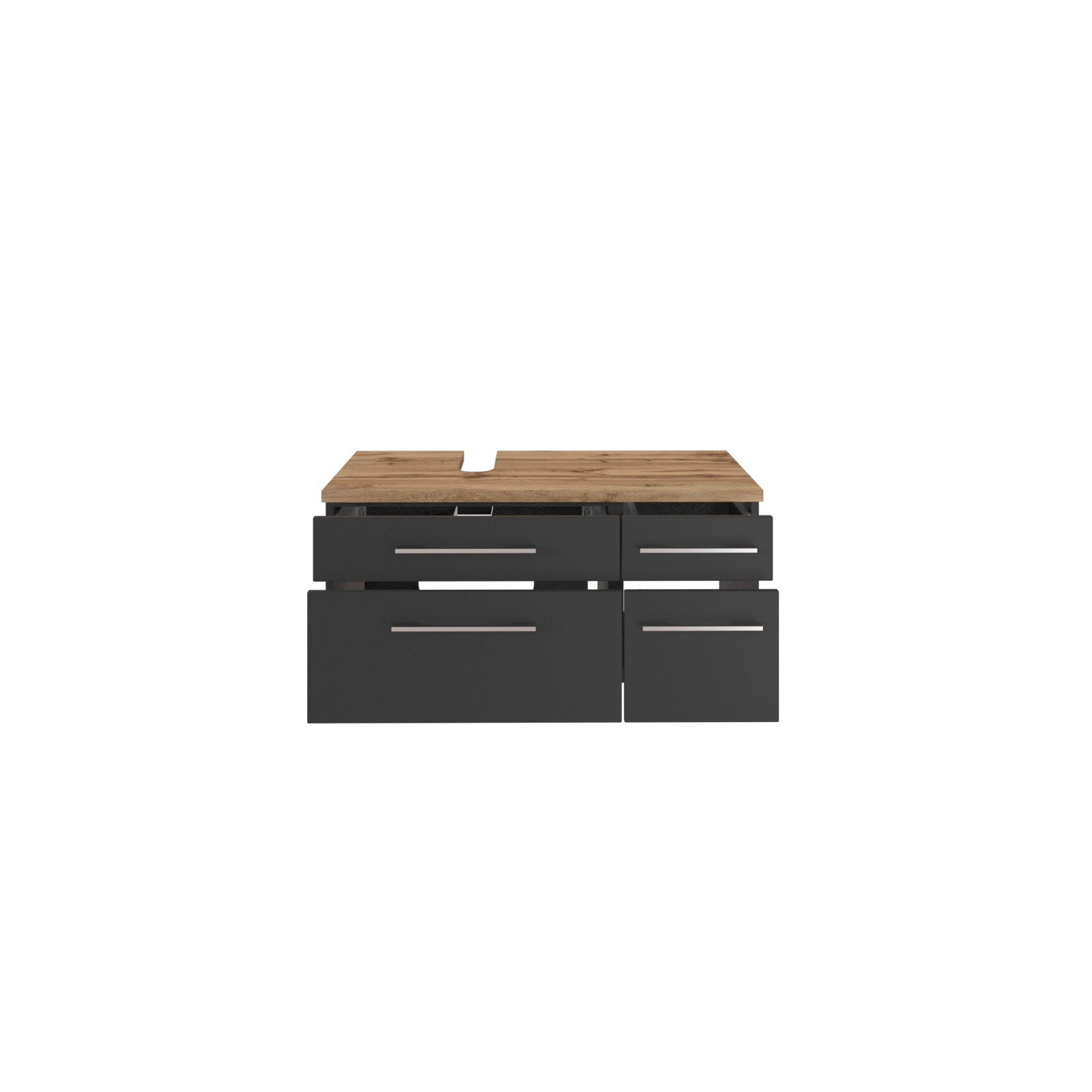 Unterbeckenschrank DAVOS - grafitgrau - Wotaneiche - 90 cm breit - links