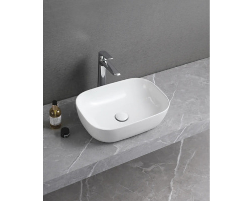 Jungborn opzetwastafel FOUR 46,5 x 33 cm hoogglans wit incl. keramische afvoerplug