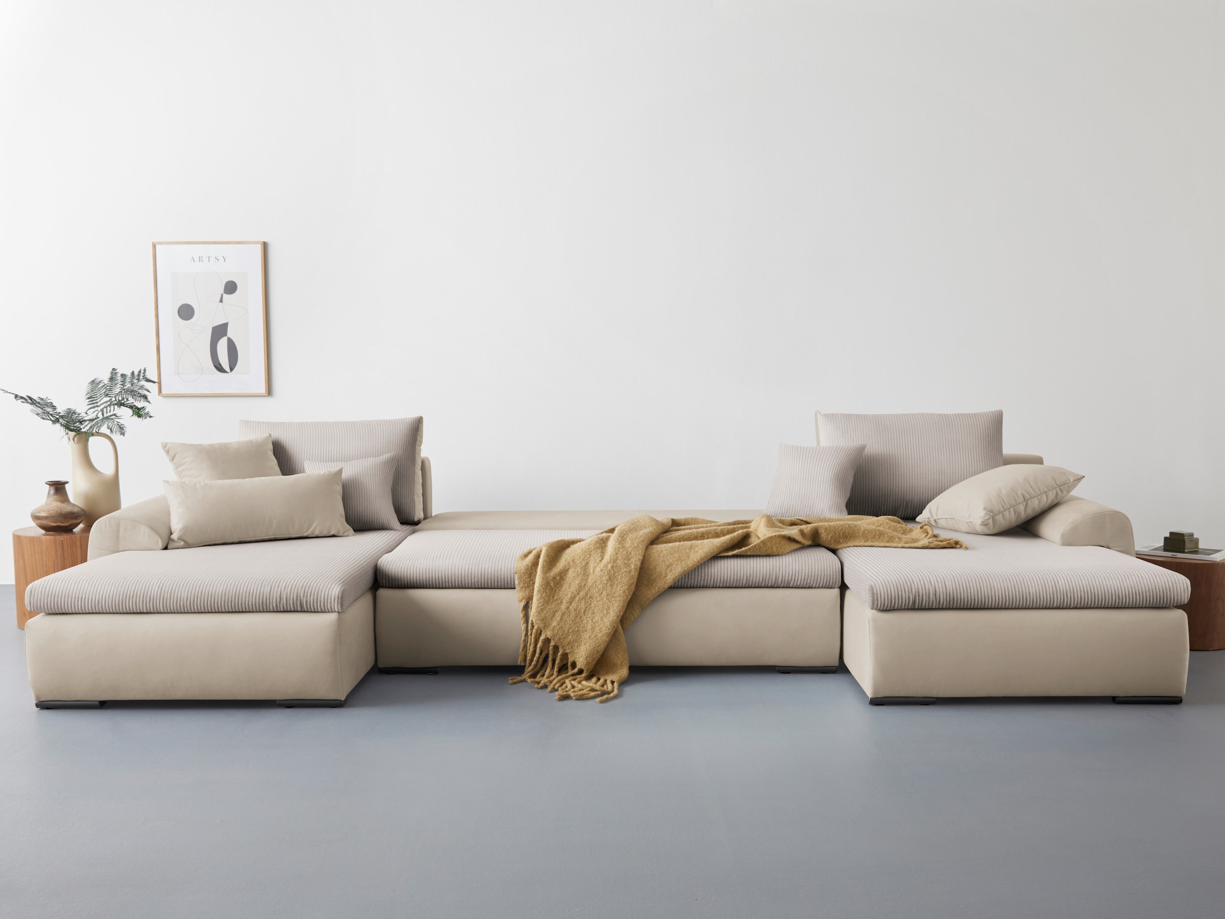 Home affaire Wohnlandschaft »Win U-Form« inklusive Bettfunktion und Bettkasten