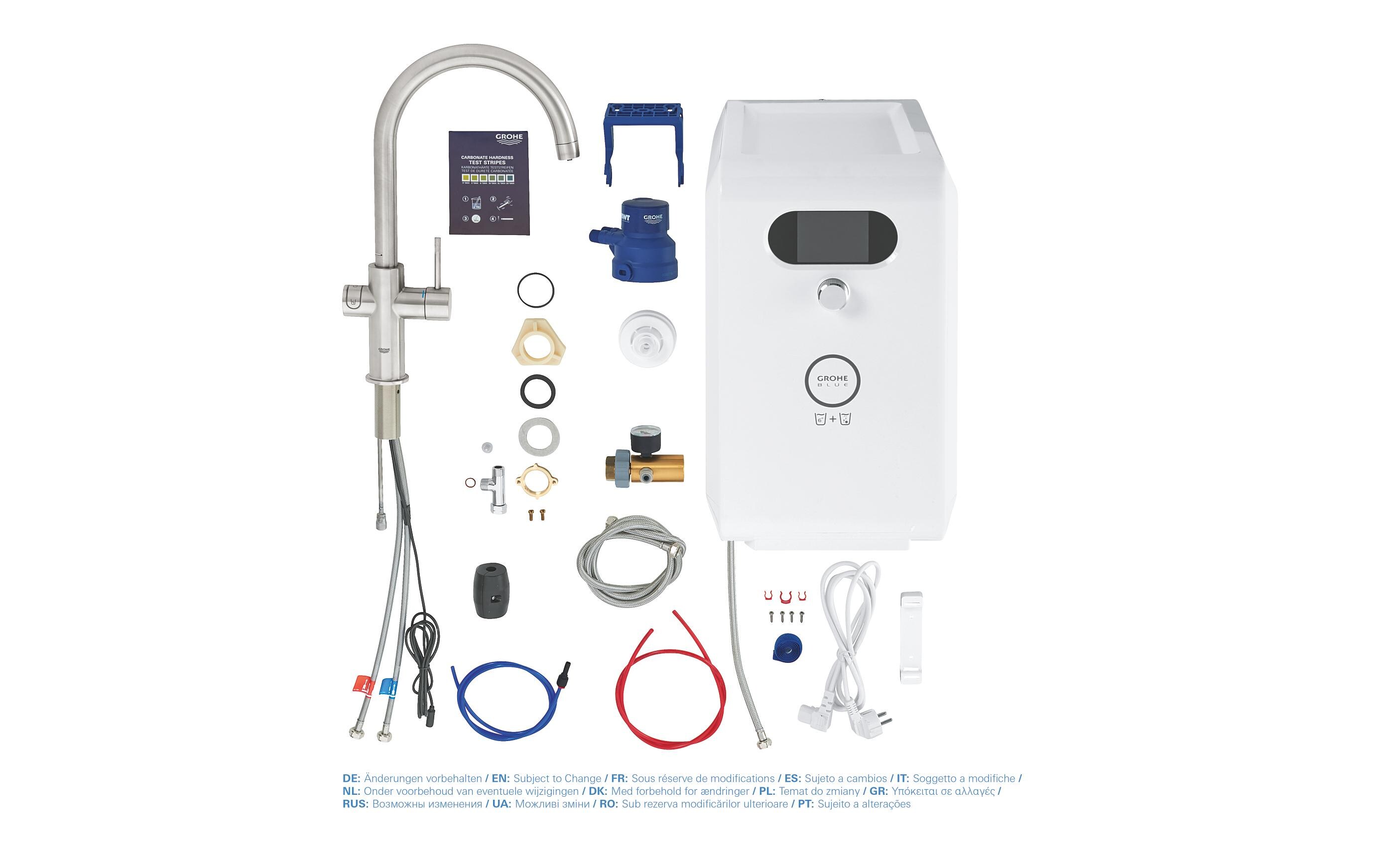 Küchenarmatur Blue Professional C-Auslauf Set Supersteel<br>Einhand-Spültischbatterie mit Filterfunktion