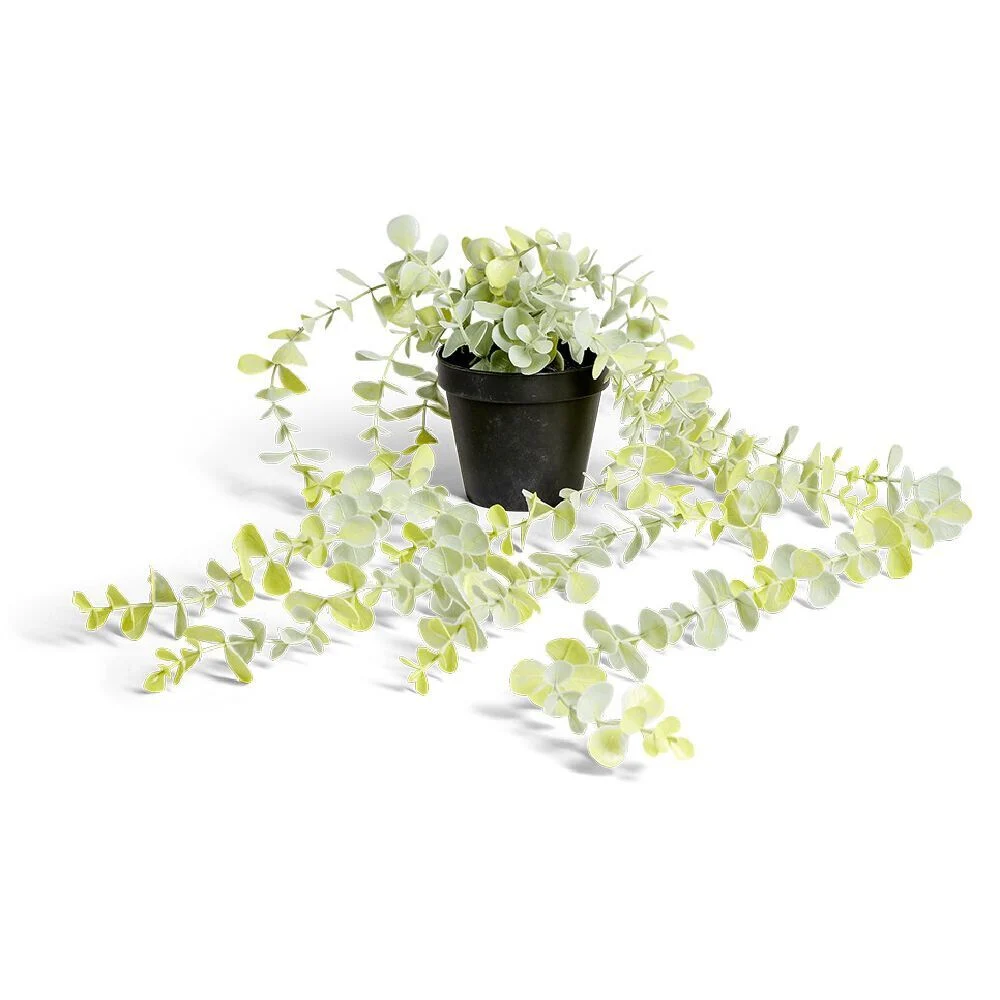 Chute eucalyptus artificiel clair dans pot L62cm