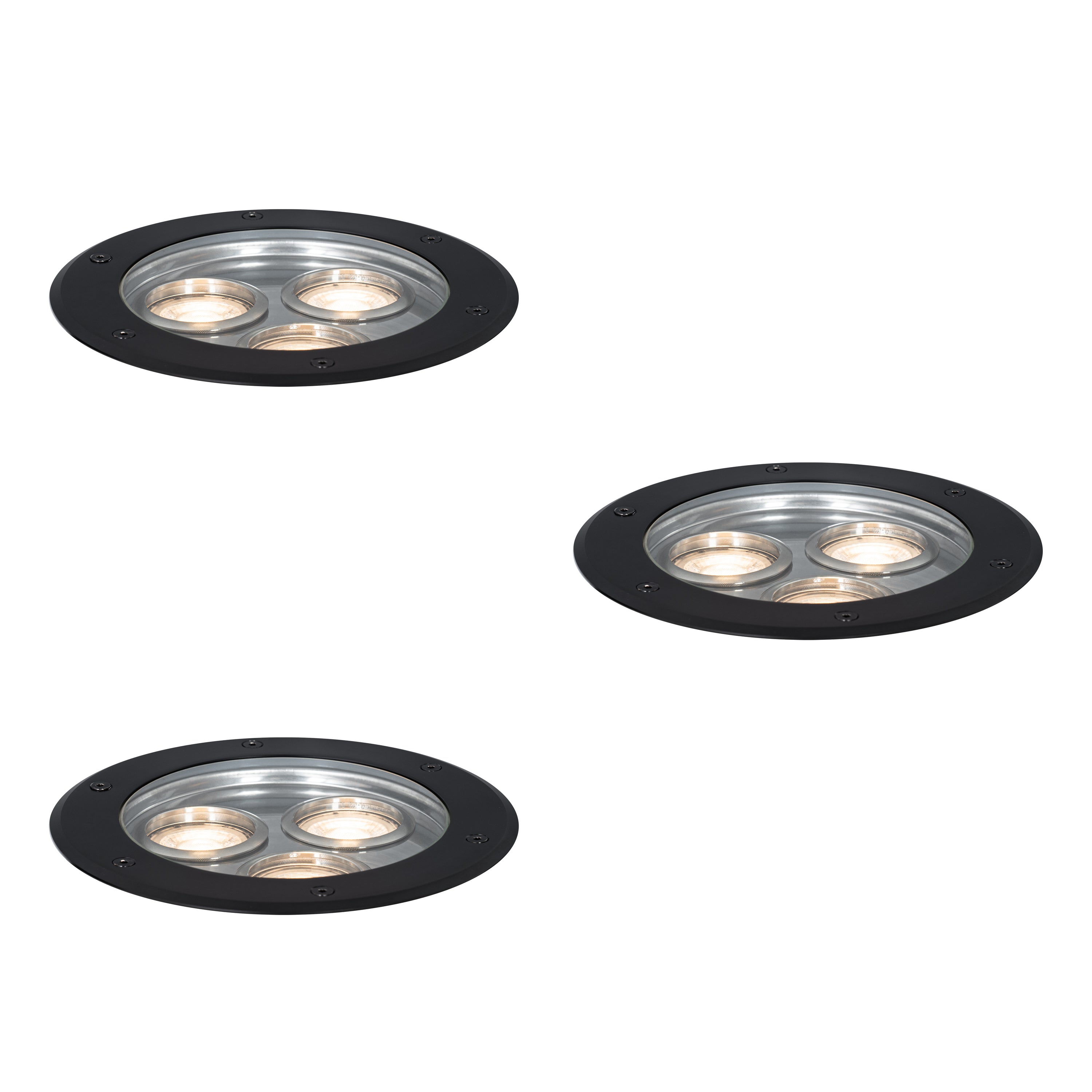 QAZQA Set van 3 moderne grondspots zwart 3-lichts IP65 - Tribus