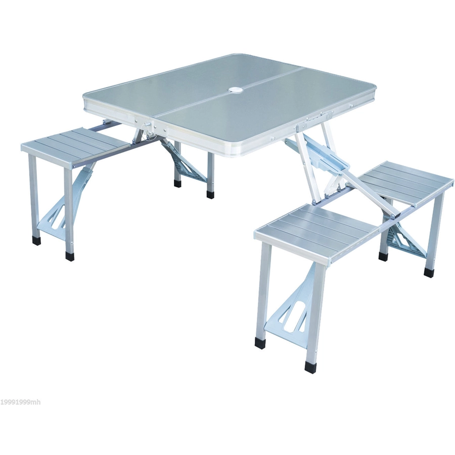 Outsunny Klapptisch mit 4 Sitzer silber