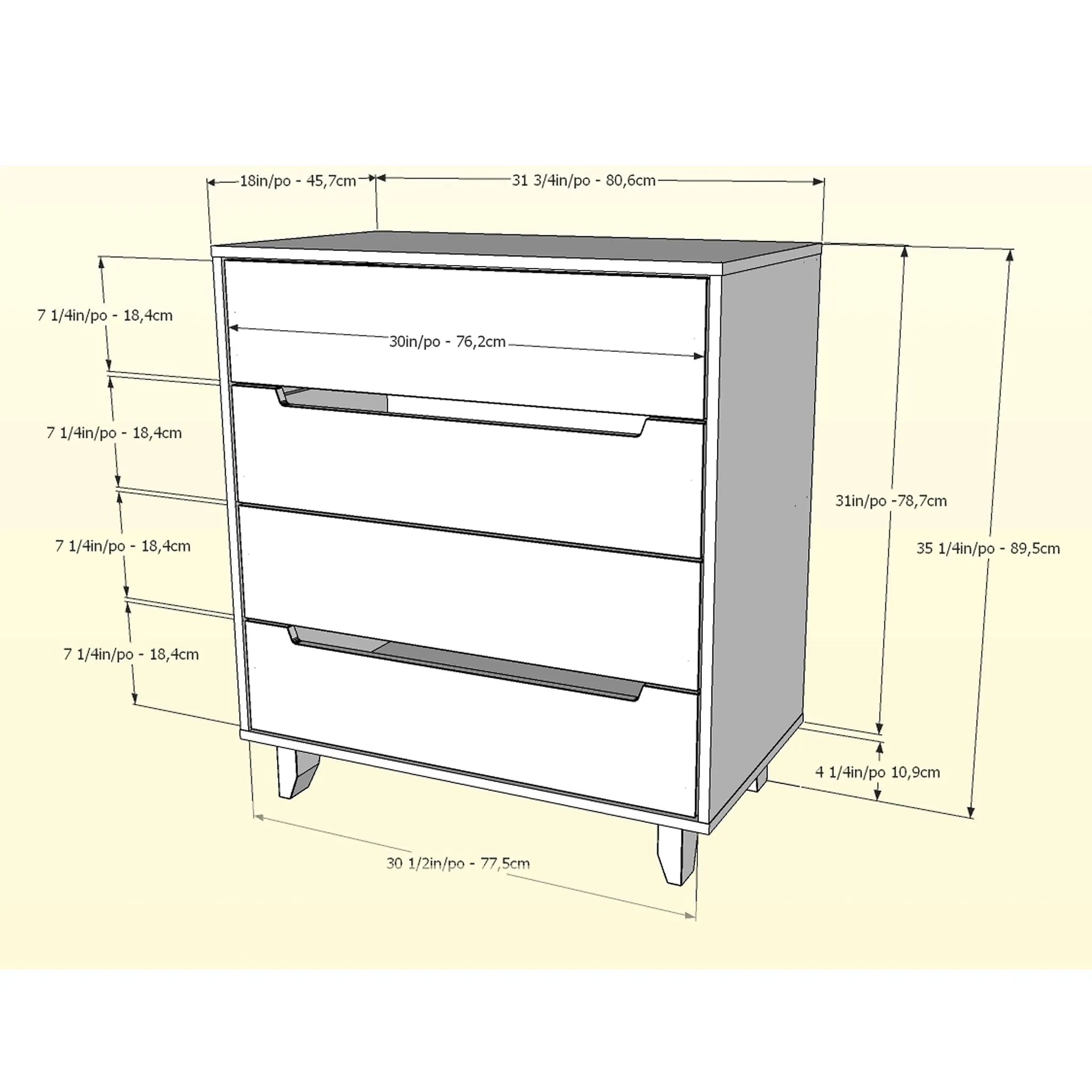 Nexera Bureau 4 Tiroirs Alibi - Noyer et Gris Charbon