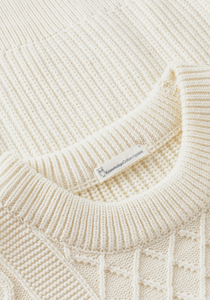Knowledge Cotton Apparel Strickpullover Crew Neck Egret