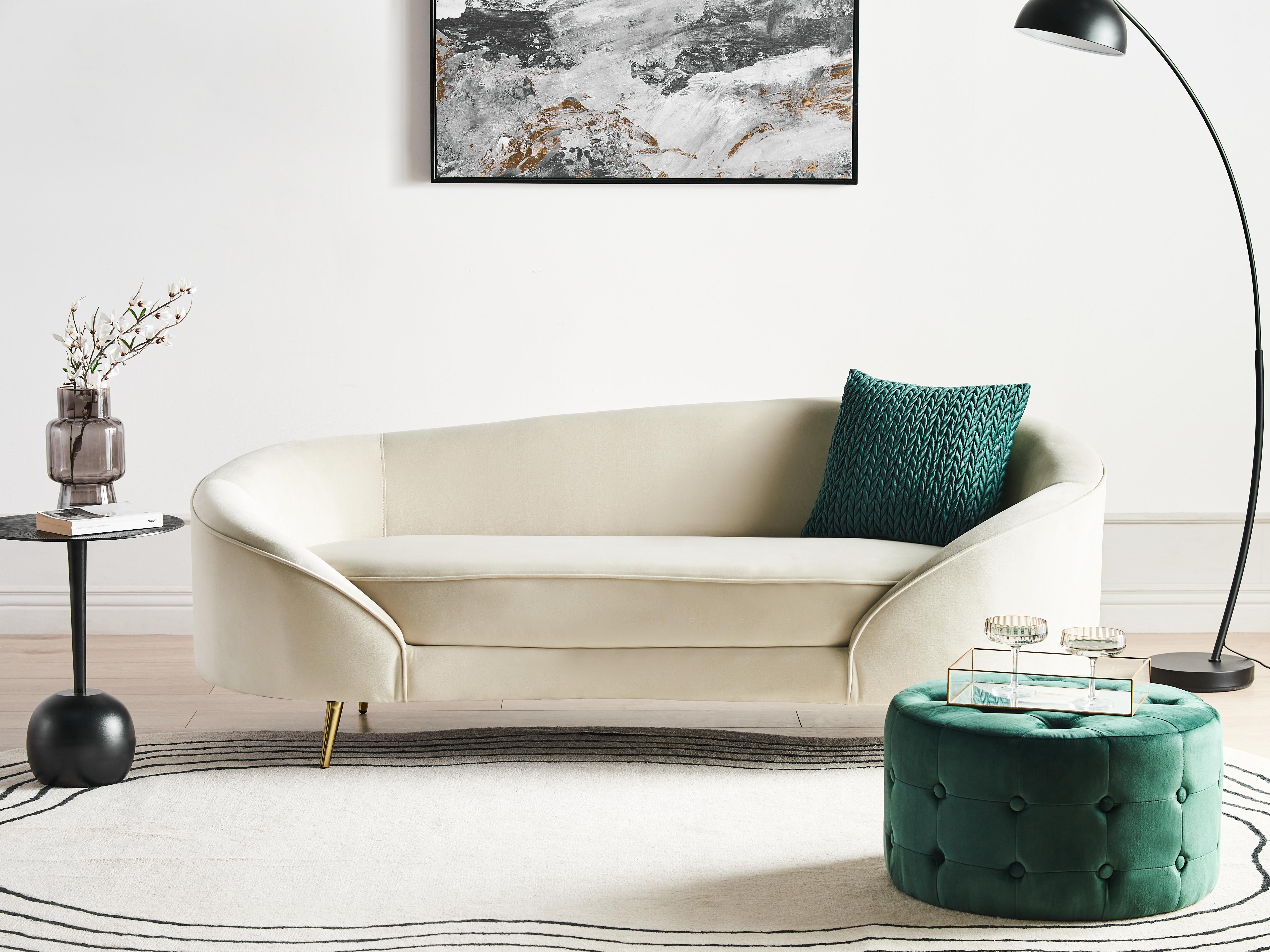 Bank 2-zits SAVAR Fluweel Lichtbeige