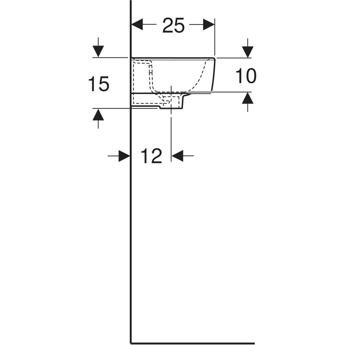 Geberit Bastia Square fontein 35x25cm met kraangat en overloop wit