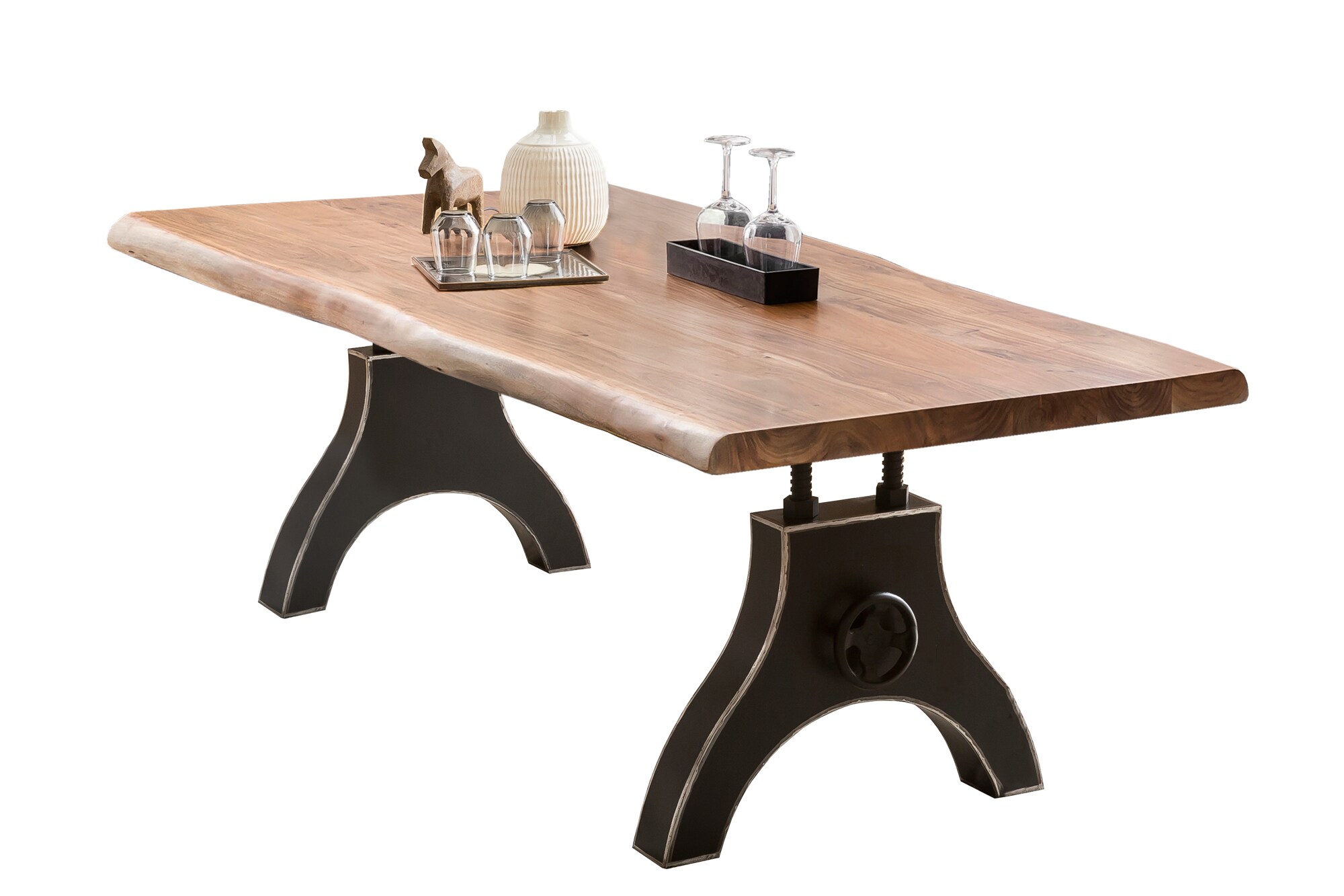 Tisch 220x100 Akazie Metall Holztisch Esstisch Speisetisch Küchentisch Esszimmer