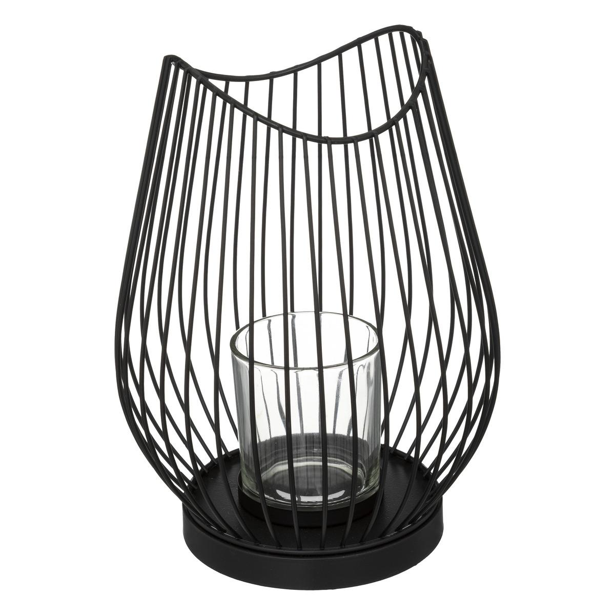 PHOTOPHORE METAL FILAIRE NOIR H.23CM