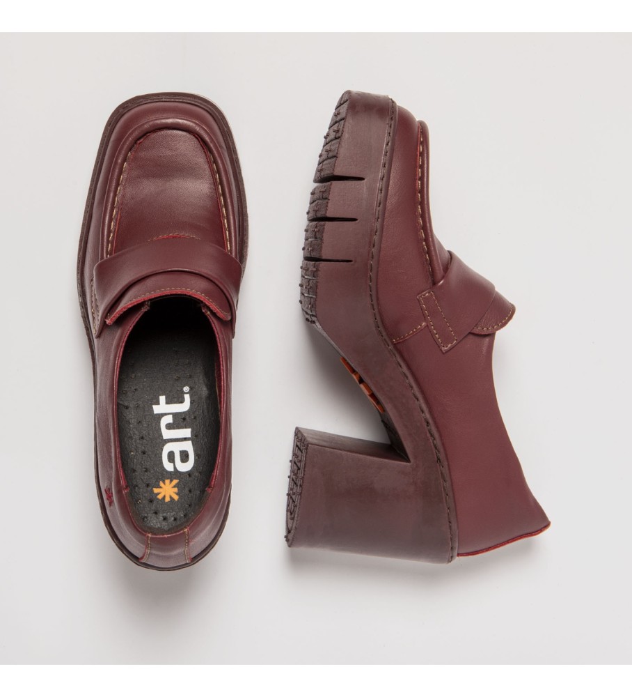 Sapatos Art Berna em couro cor bordô - altura do salto: 9 cm -