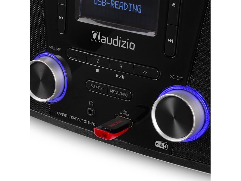 Audizio Micro-HiFi Anlage Cannes Schwarz DAB  Radio mit CD-Player