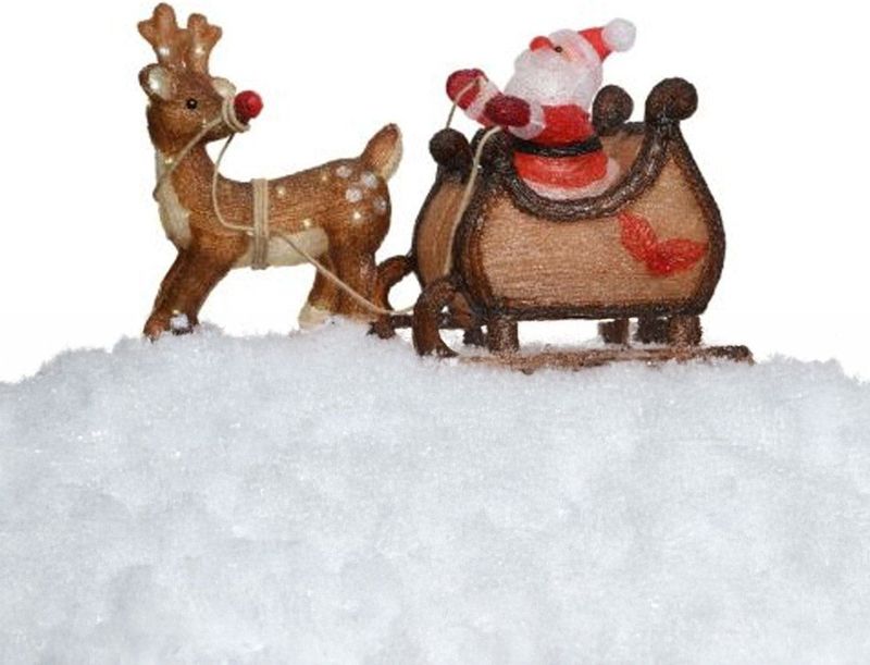 Lumineo - Kerstfiguren - Bruin - Acryl - 60 Lampjes - Voor Buiten