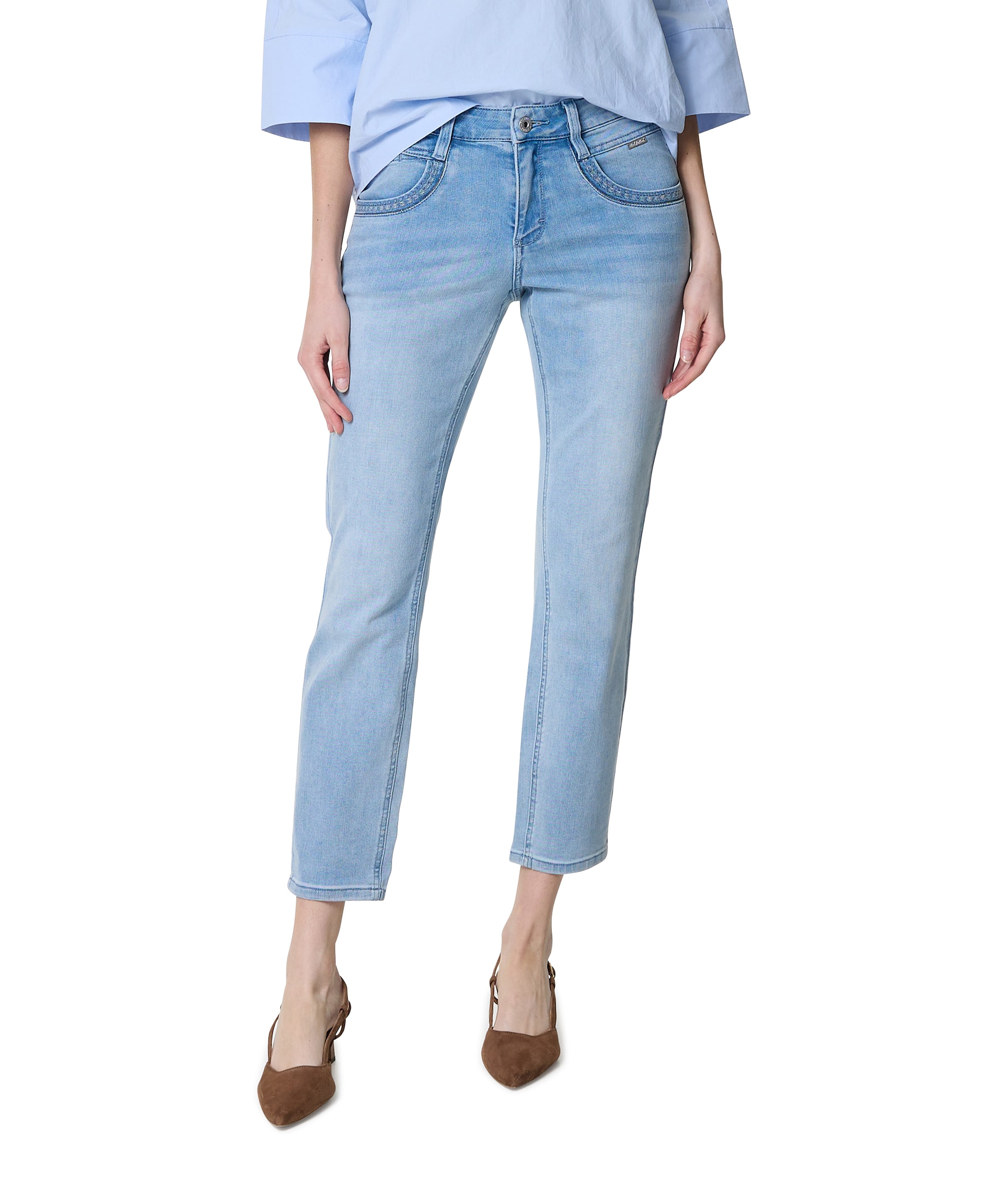 Red Button Sissy & Embroid Bleach dames jeans blauw