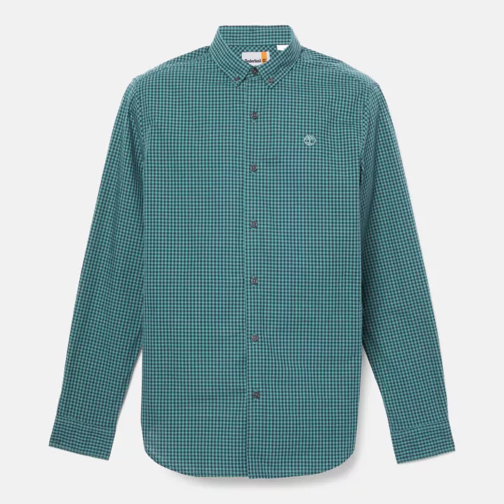 Chemise vichy en popeline pour homme en bleu sarcelle
