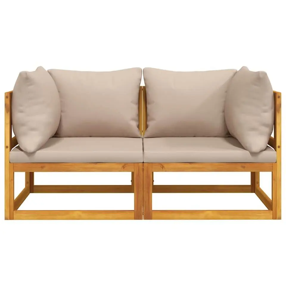 vidaXL - Hoekbanken sectioneel - Taupe - Acaciahout - 2 stuks