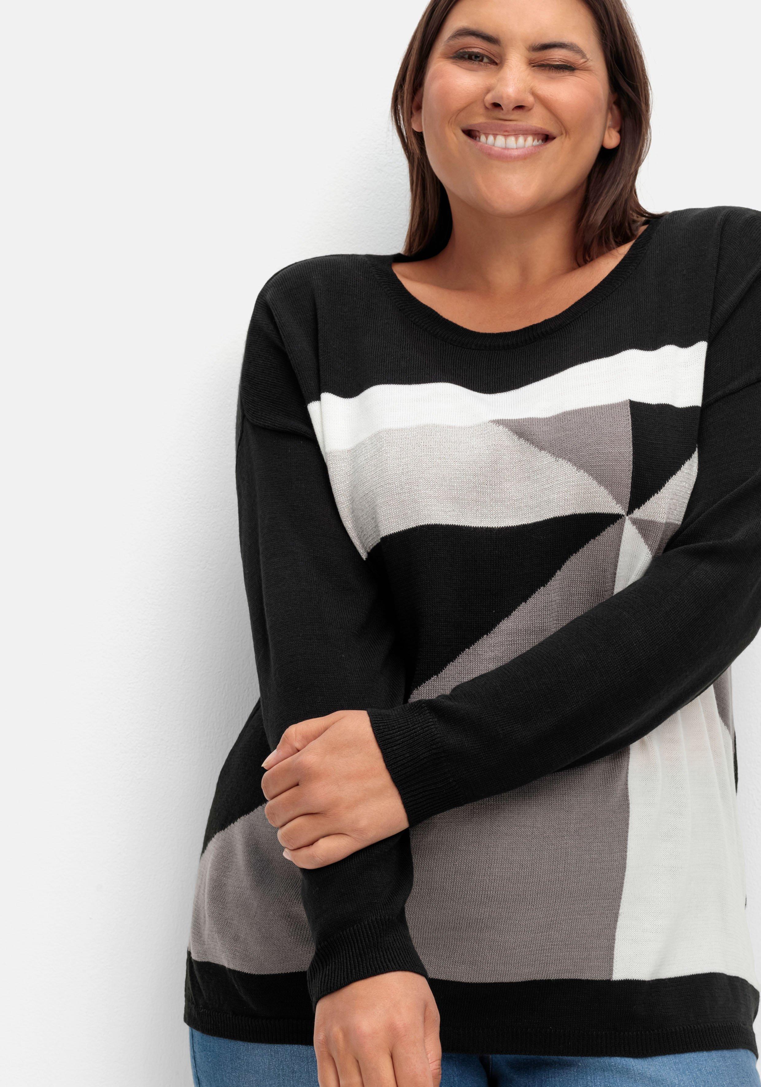 Strickpullover mit Glitzer-Intarsienmuster