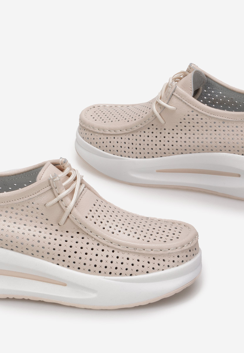 Mocassins femme en cuir beige Melodisa