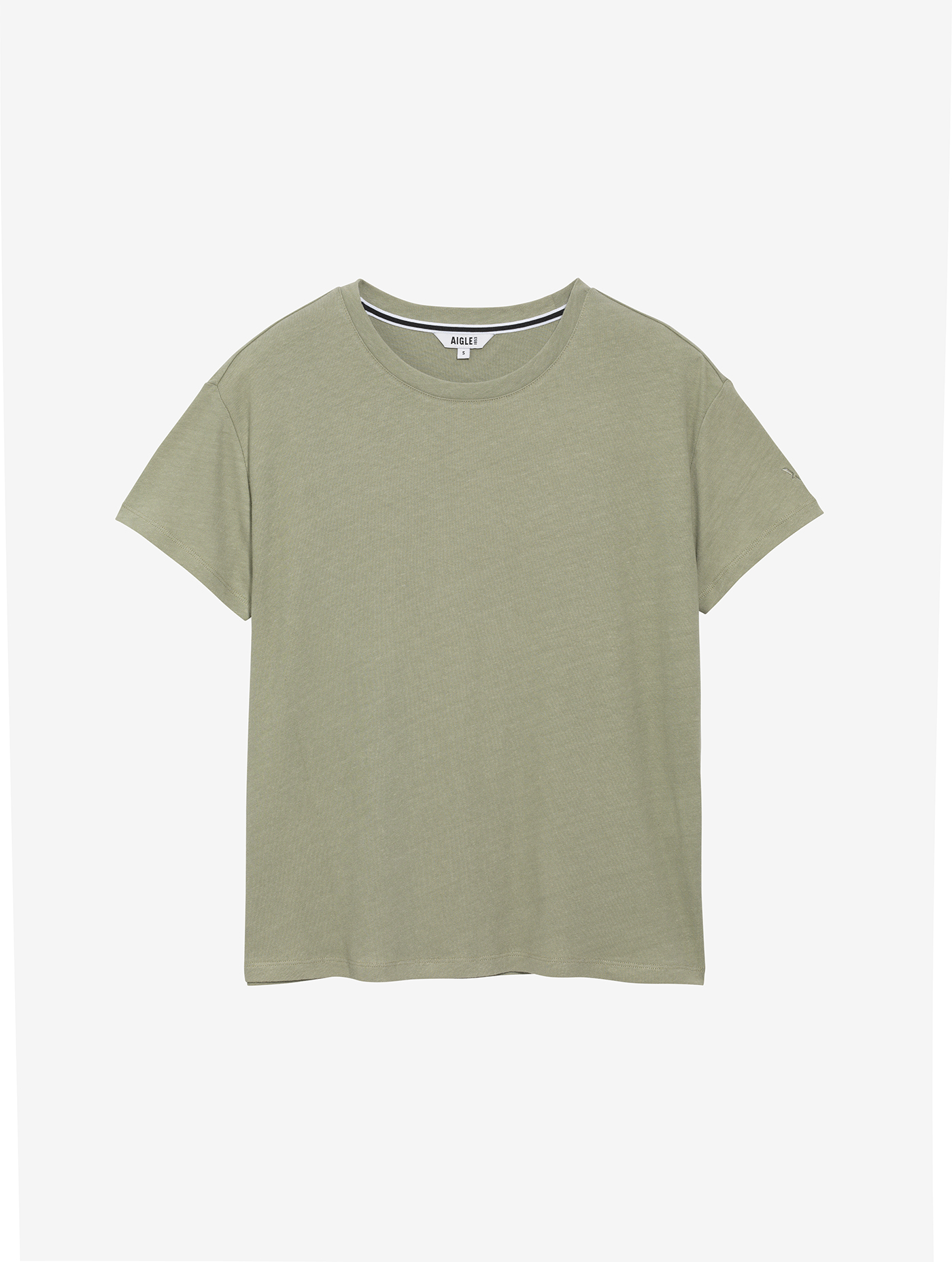 T-shirt col rond en coton et lin SAUGE