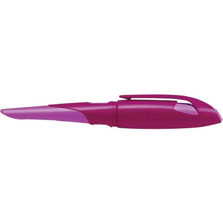 Ergonomischer Schulfüller für Linkshänder mit Standard-Feder M - STABILO EASYbirdy in beere/pink - Einzelstift - inklusive Patrone und Einstellwerkzeug - Schreibfarbe blau (löschbar)