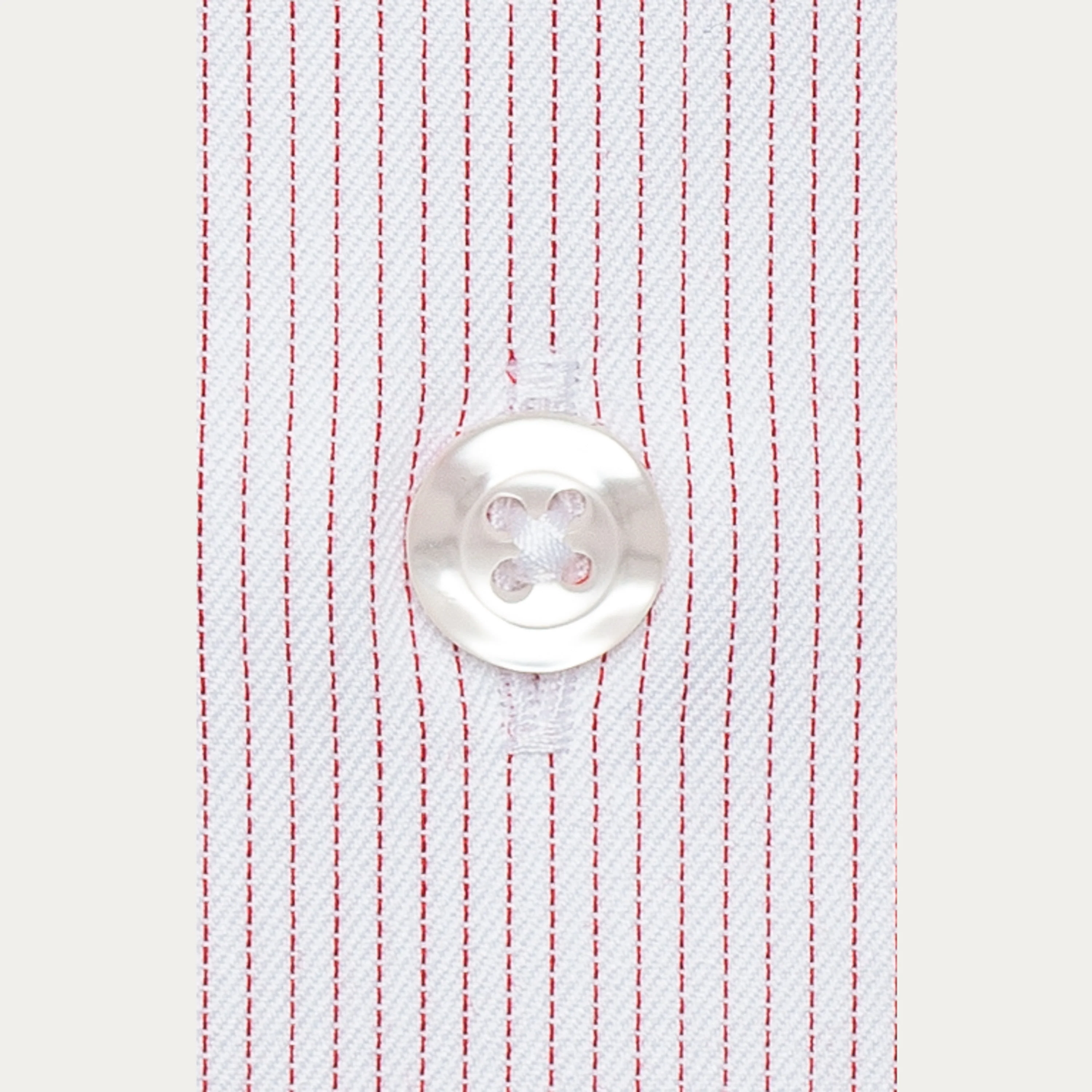 Classic Twill Shirt with Fine Red Stripes